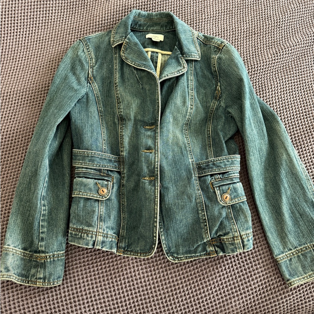 LOFT Blue Jean Jacket with Buttoned Pockets